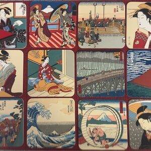 Vintage Ukiyoe Miniature Print Cards Part 2 Made In Japan 12 Cards Shinwa Co